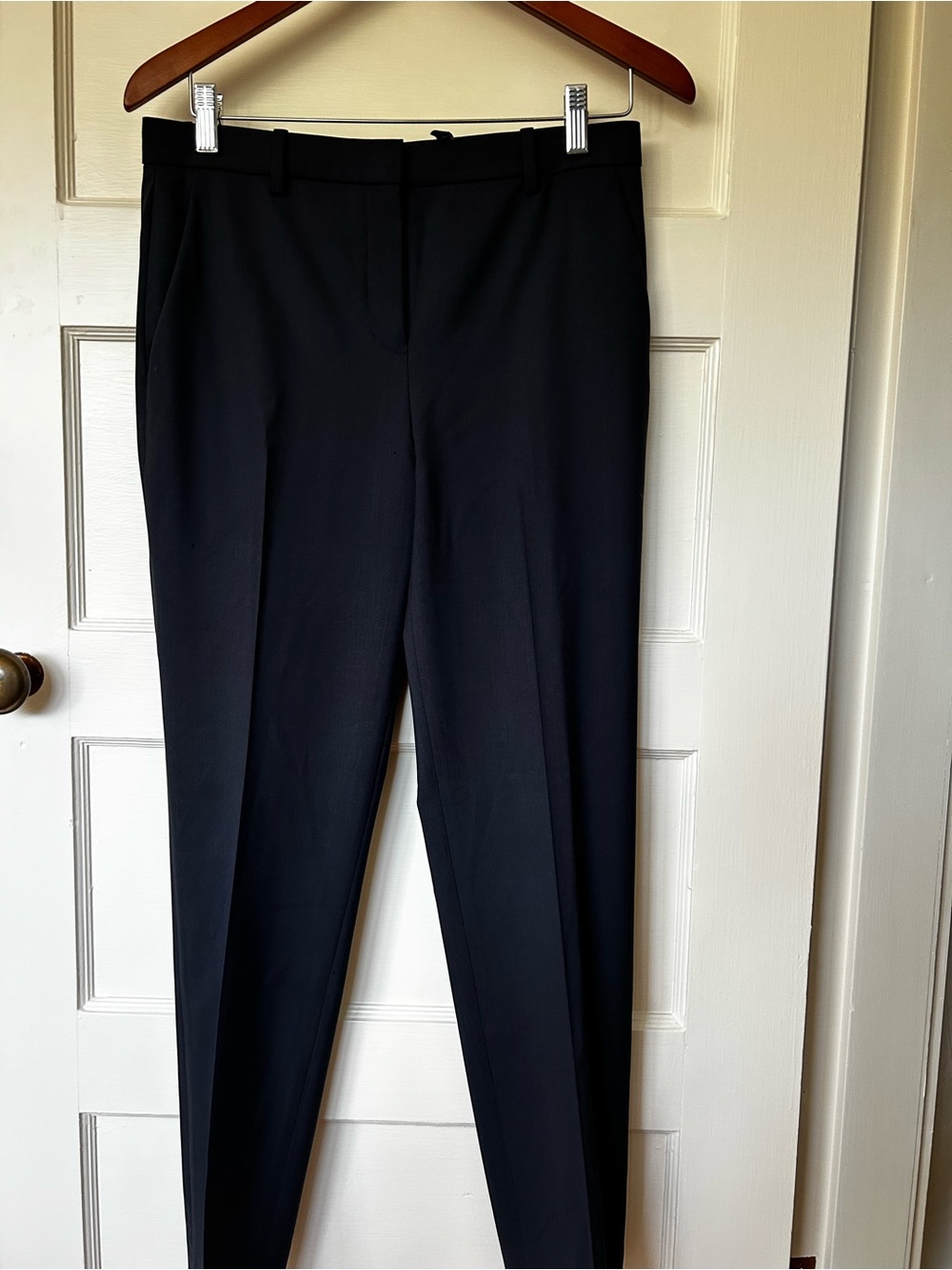 Theory Women's Navy Stretch Wool Pants - Treeca